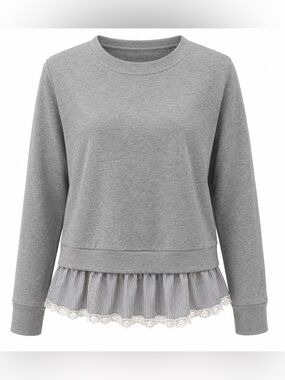 Alya gray sweatshirt with feminine trim